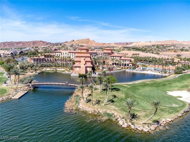 20 Via Mantova Unit 306, Henderson, NV 89011 - aerial view of property and surrounding area featuring a water and mountain view and a golf course