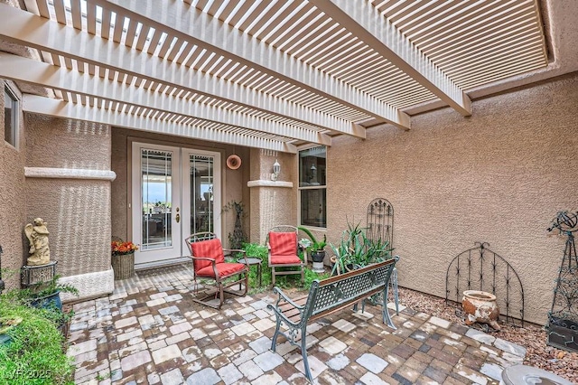 2110 King Mesa Dr, Henderson, NV 89012 - view of patio featuring french doors and a pergola