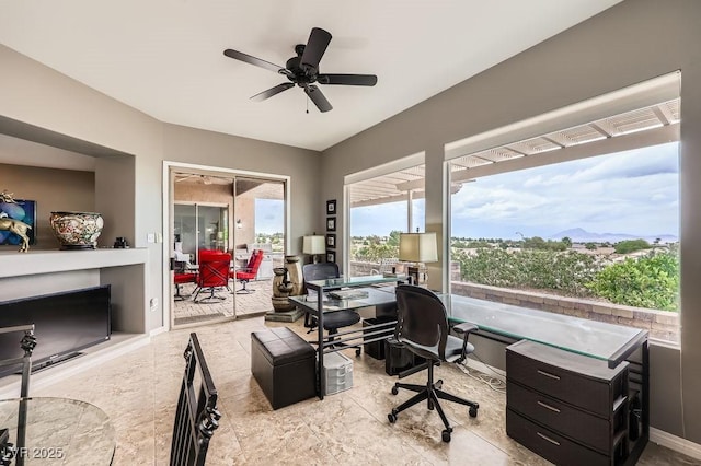 2110 King Mesa Dr, Henderson, NV 89012 - office area with a ceiling fan and baseboards