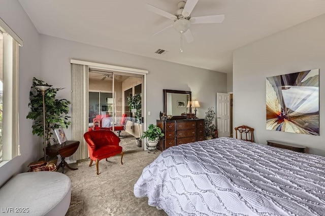 2110 King Mesa Dr, Henderson, NV 89012 - bedroom with access to outside and ceiling fan