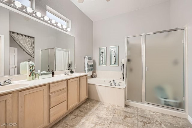 2110 King Mesa Dr, Henderson, NV 89012 - full bath featuring a shower stall, a garden tub, and double vanity