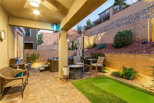 39 Castleton Tower Ct, Henderson, NV 89011 - view of patio featuring a fenced backyard and ceiling fan