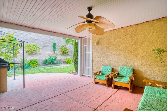 2383 Rainswept Ave, Henderson, NV 89052 - view of patio with a ceiling fan and a lanai