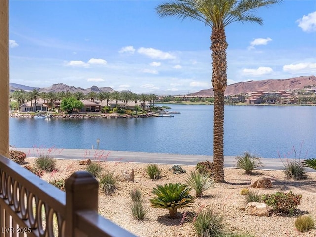 view of water feature with a mountain view