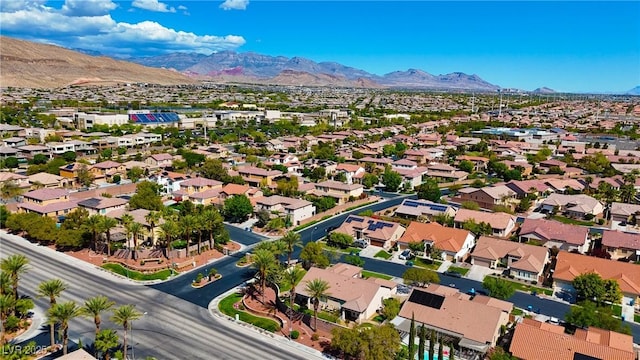 bird's eye view with a residential view and a mountain view