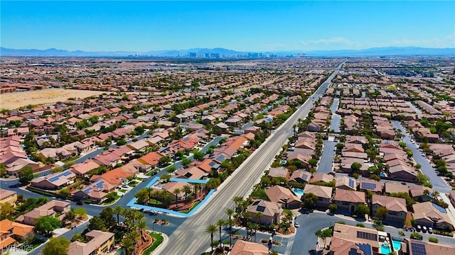 aerial view with a residential view and a mountain view