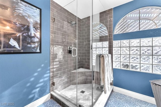 10113 Walhalla Plateau Ct, Las Vegas, NV 89148 - full bath featuring baseboards, a stall shower, and tile patterned flooring