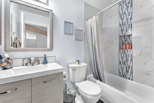 10113 Walhalla Plateau Ct, Las Vegas, NV 89148 - bathroom featuring toilet, shower / bath combination with curtain, and vanity