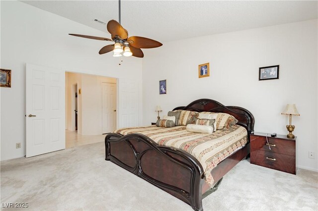 1528 Tonada Way, Las Vegas, NV 89117 - bedroom featuring carpet flooring, a ceiling fan, and high vaulted ceiling