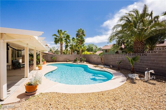 1528 Tonada Way, Las Vegas, NV 89117 - view of swimming pool featuring a patio and a fenced backyard