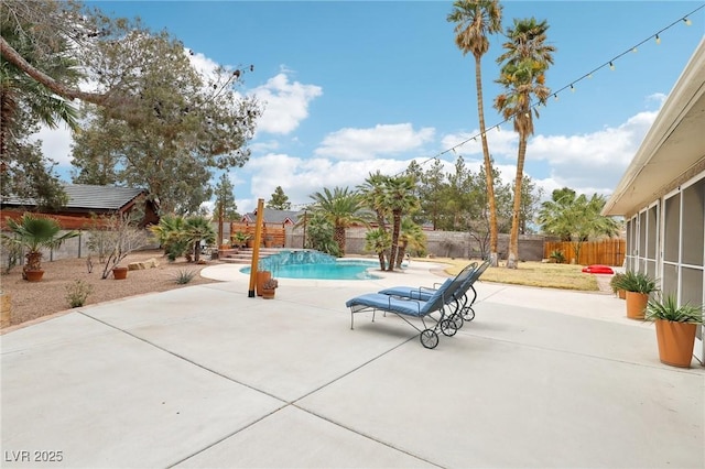 3155 Duneville St, Las Vegas, NV 89146 - view of patio with a fenced in pool and a fenced backyard