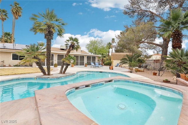 3155 Duneville St, Las Vegas, NV 89146 - pool featuring an in ground hot tub and a patio