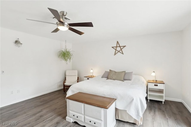 3155 Duneville St, Las Vegas, NV 89146 - bedroom featuring ceiling fan, baseboards, and wood finished floors
