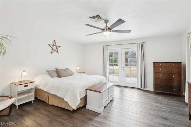 3155 Duneville St, Las Vegas, NV 89146 - bedroom with dark wood-type flooring, french doors, visible vents, and access to exterior
