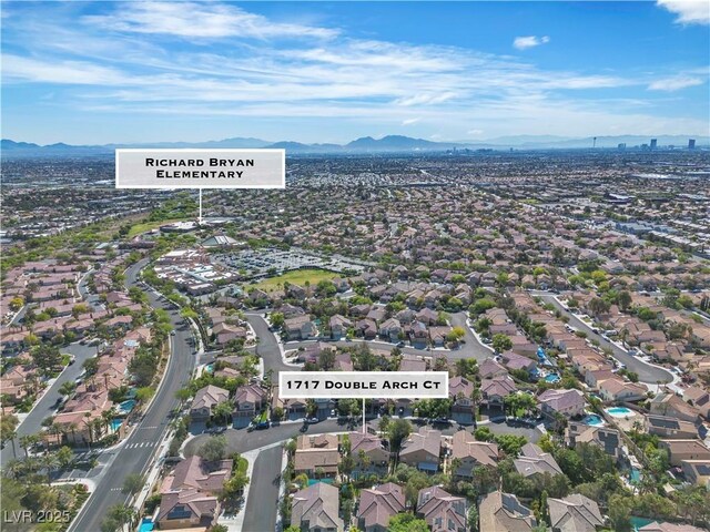 1717 Double Arch Ct, Las Vegas, NV 89128 - birds eye view of property featuring a mountain view and a residential view
