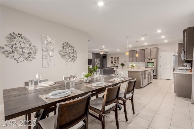 5741 N Park St, Las Vegas, NV 89149 - dining area with light tile patterned floors and recessed lighting