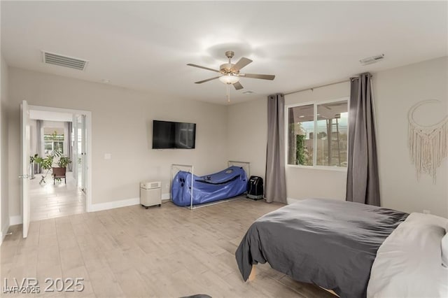 5741 N Park St, Las Vegas, NV 89149 - bedroom featuring visible vents, wood finished floors, baseboards, and ceiling fan