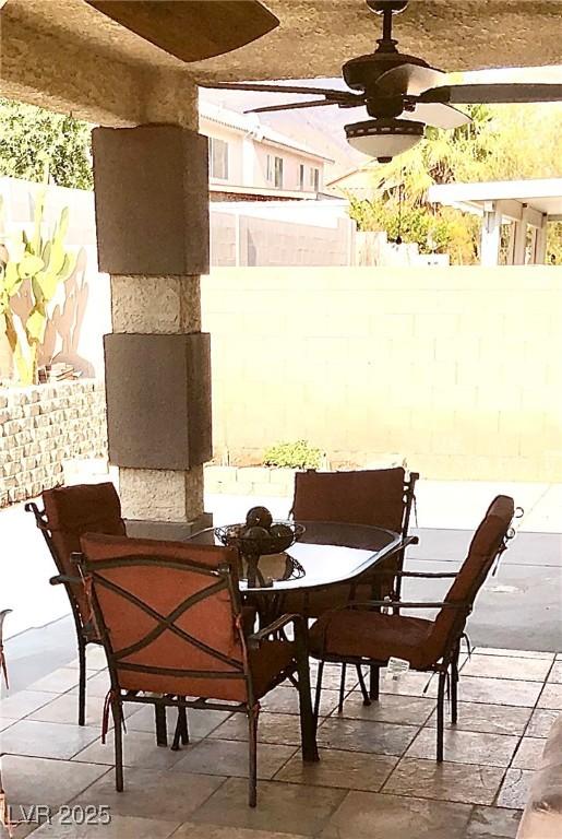6030 Halehaven Dr, Las Vegas, NV 89110 - dining area featuring a ceiling fan