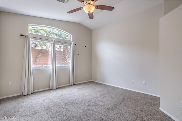 8136 Shady Glen Ave, Las Vegas, NV 89131 - spare room with carpet flooring, ceiling fan, and vaulted ceiling