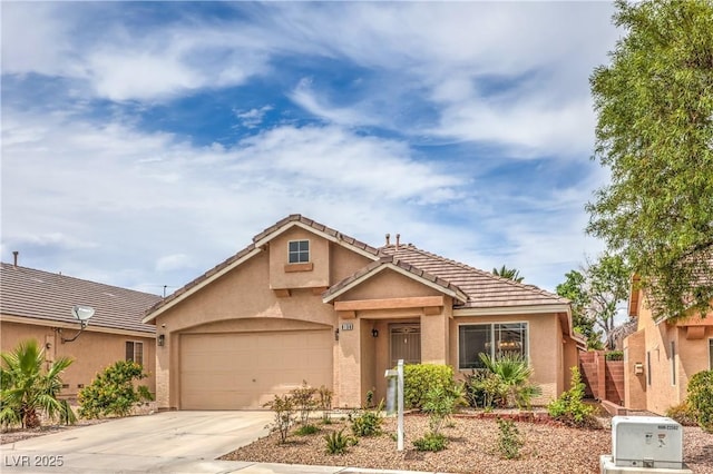 8136 Shady Glen Ave, Las Vegas, NV 89131 - view of front of house with concrete driveway, stucco siding, and an attached garage