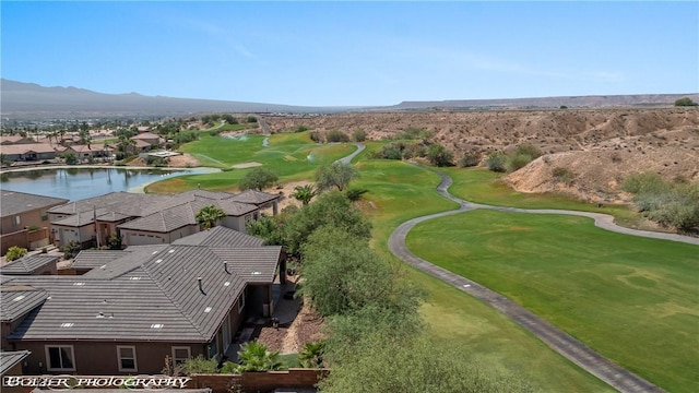 653 Paloma Cir, Mesquite, NV 89027 - birds eye view of property with a water and mountain view, golf course view, and a residential view