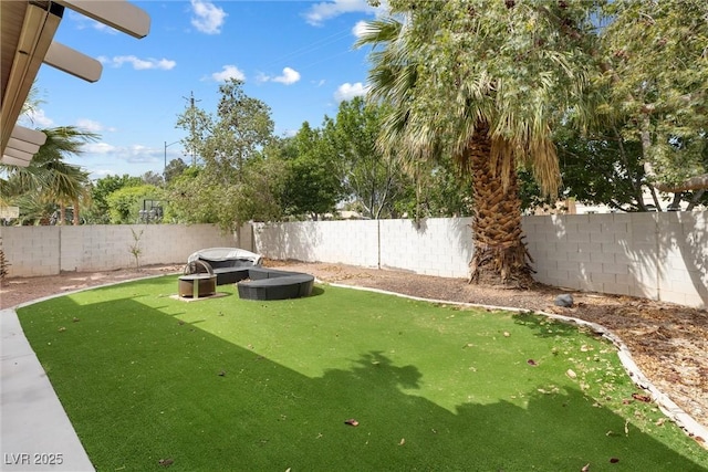 view of yard featuring a fenced backyard
