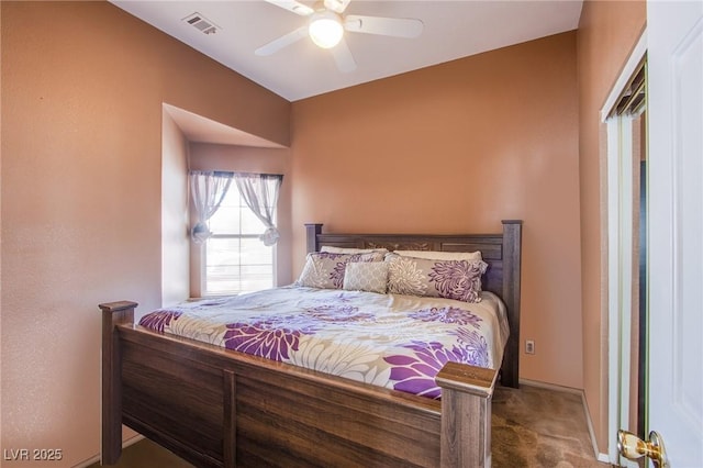 6274 Elderberry Wine Ave, Las Vegas, NV 89142 - bedroom with a ceiling fan, carpet flooring, and visible vents