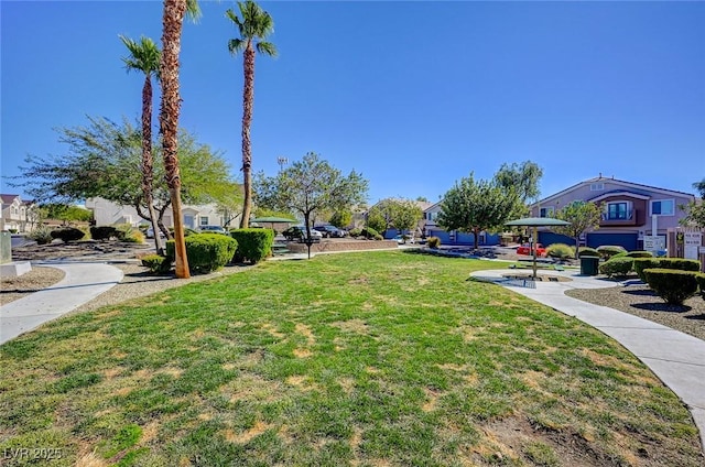 surrounding community with a yard and a residential view