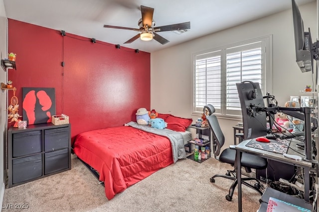 10294 Running Falls St, Las Vegas, NV 89178 - carpeted bedroom featuring an office area and ceiling fan