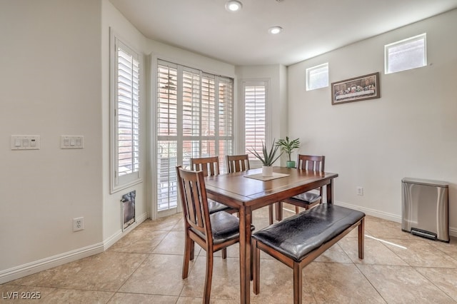 10294 Running Falls St, Las Vegas, NV 89178 - dining space with baseboards, light tile patterned floors, and recessed lighting