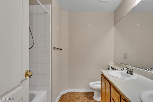 8940 Emery Lake St, Las Vegas, NV 89123 - full bath with toilet, tile patterned flooring, shower / tub combination, double vanity, and baseboards