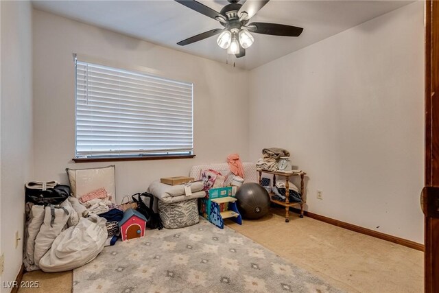 5242 Dickens Dr, Las Vegas, NV 89119 - rec room featuring baseboards, ceiling fan, and carpet floors