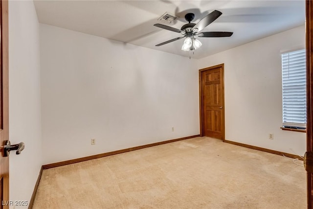5242 Dickens Dr, Las Vegas, NV 89119 - unfurnished room with ceiling fan, light carpet, baseboards, and visible vents