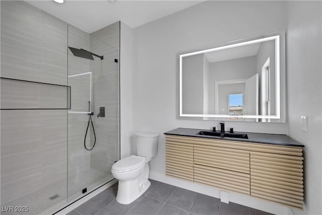 2589 Sun Reef Rd, Las Vegas, NV 89128 - full bathroom featuring tiled shower, vanity, and tile patterned flooring