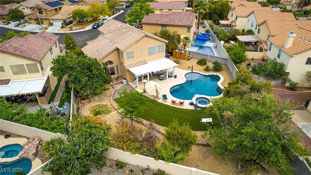aerial view with a residential view