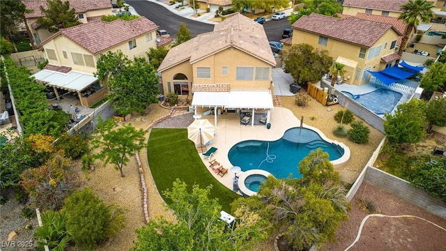 aerial view with a residential view