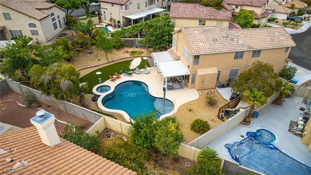 drone / aerial view with a residential view