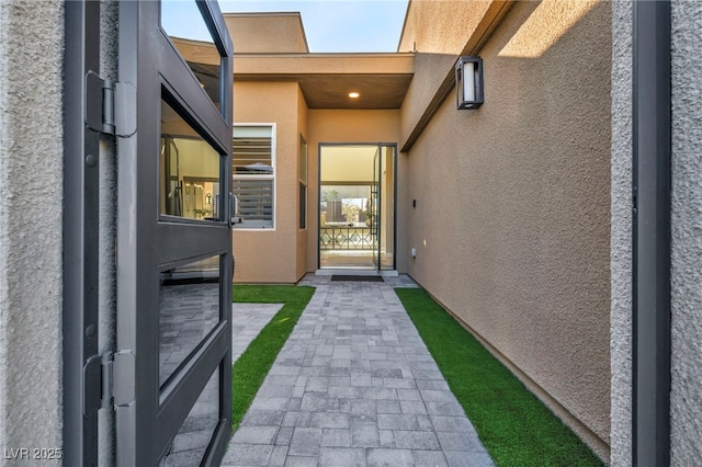 819 Bolide St, Las Vegas, NV 89138 - doorway to property featuring stucco siding
