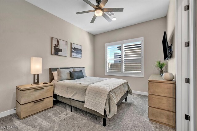 819 Bolide St, Las Vegas, NV 89138 - bedroom featuring baseboards, light colored carpet, and a ceiling fan