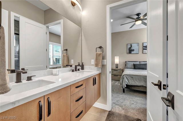 819 Bolide St, Las Vegas, NV 89138 - ensuite bathroom with ceiling fan and double vanity