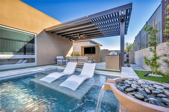 819 Bolide St, Las Vegas, NV 89138 - view of pool featuring a pergola and a patio area