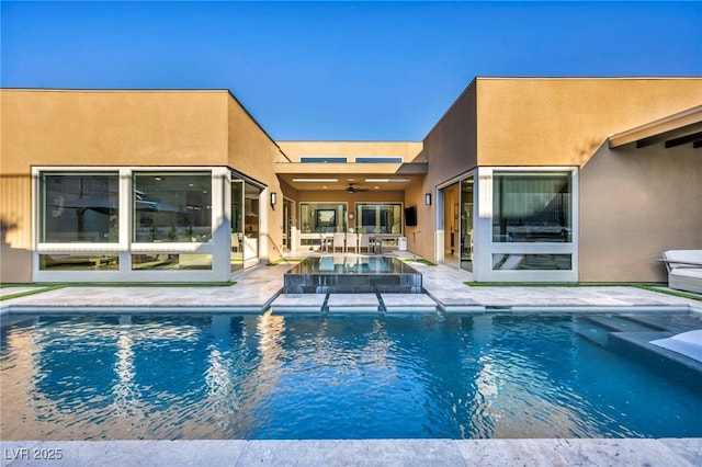 819 Bolide St, Las Vegas, NV 89138 - outdoor pool featuring a ceiling fan and a patio area