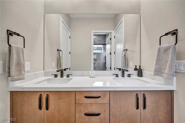 819 Bolide St, Las Vegas, NV 89138 - full bath with double vanity and a textured wall