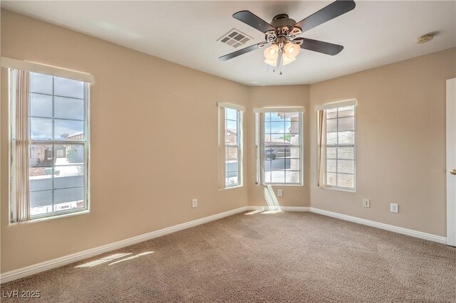 8664 Frasure Falls Ave, Las Vegas, NV 89178 - empty room with ceiling fan, carpet floors, baseboards, and visible vents