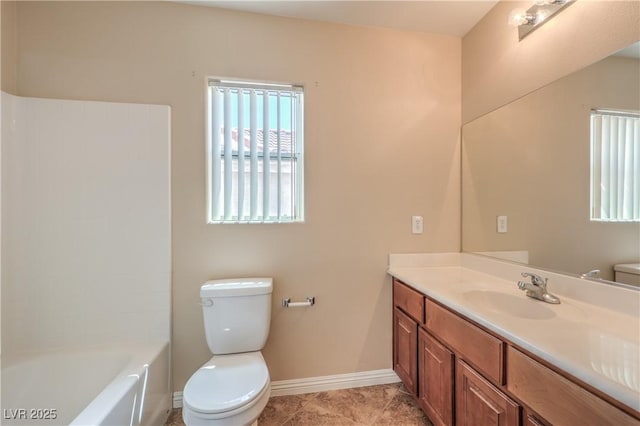 8664 Frasure Falls Ave, Las Vegas, NV 89178 - full bath featuring toilet, baseboards, vanity, and tile patterned flooring