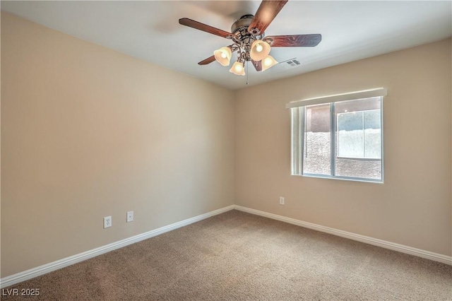 8664 Frasure Falls Ave, Las Vegas, NV 89178 - empty room featuring baseboards, visible vents, ceiling fan, and carpet floors