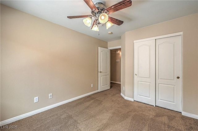8664 Frasure Falls Ave, Las Vegas, NV 89178 - unfurnished bedroom with carpet, baseboards, a closet, and a ceiling fan