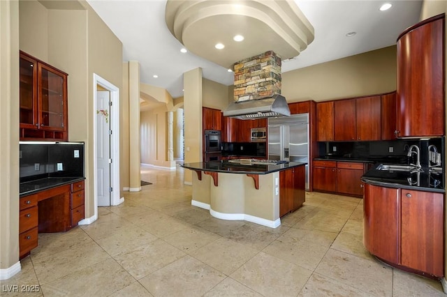 1008 Trophy Hills Dr, Las Vegas, NV 89134 - kitchen featuring backsplash and dark countertops