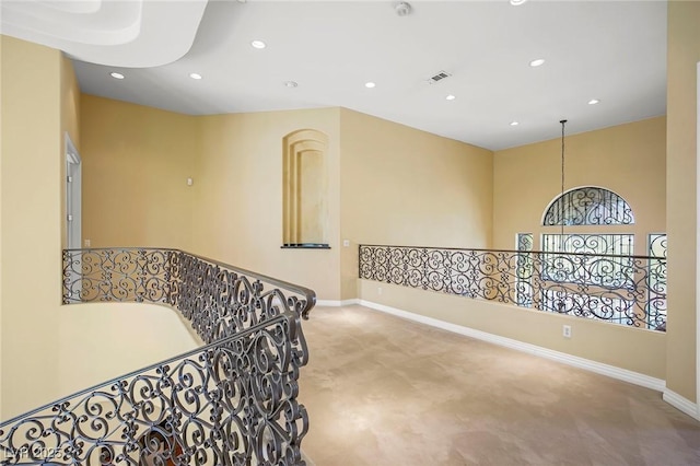1008 Trophy Hills Dr, Las Vegas, NV 89134 - living area featuring recessed lighting, an upstairs landing, baseboards, and carpet floors