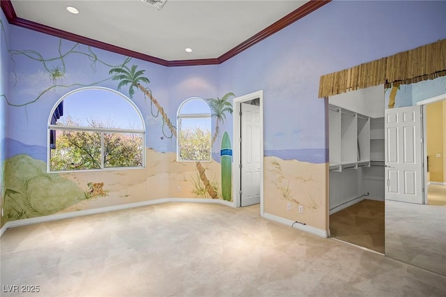 1008 Trophy Hills Dr, Las Vegas, NV 89134 - unfurnished room featuring carpet, baseboards, ornamental molding, and recessed lighting
